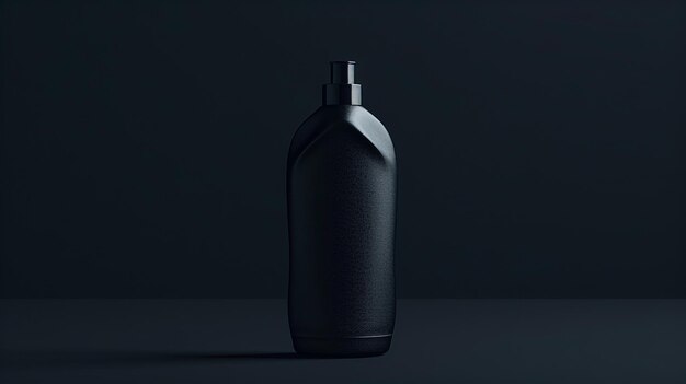 Photo a black bottle of black liquid sits on a table