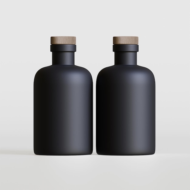 Photo black bottle packaging isolated on gray background