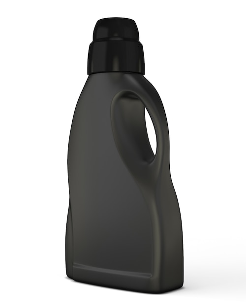 Black bottle template for detergent isolated on white. Bottle template for detergent. 3d illustration.