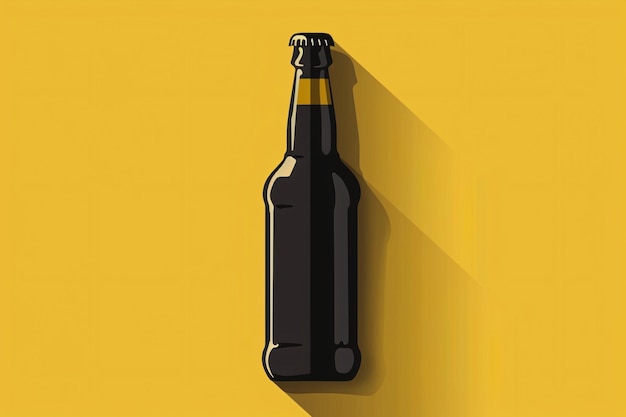 Photo a black bottle with a yellow background