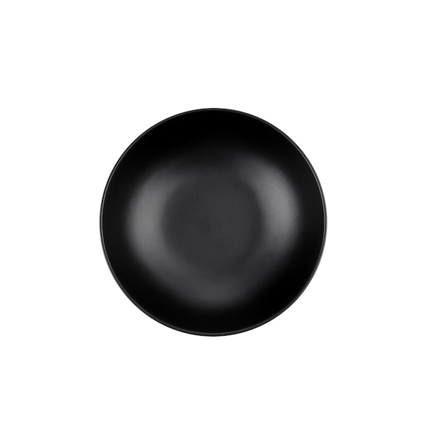 Black bowl on white.top view