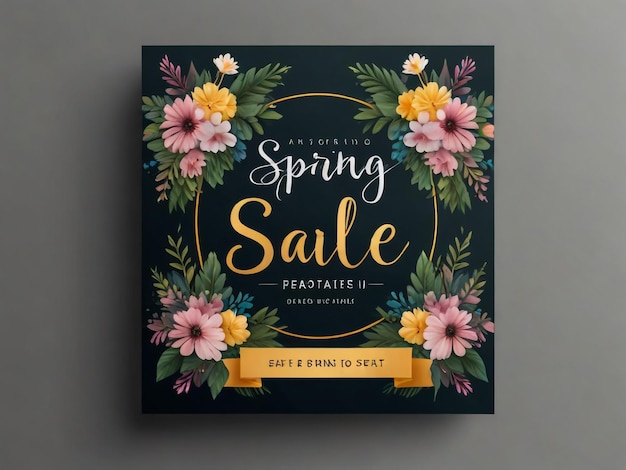 Photo a black box with flowers on it that says spring sale on it