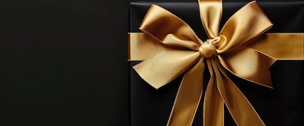 a black box with a gold bow on it