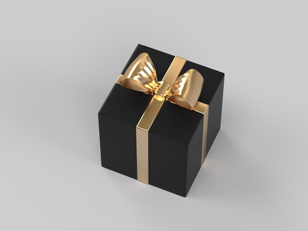 A black box with a gold bow on it.