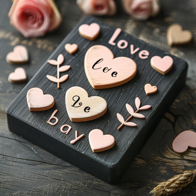 Photo a black box with hearts and a message that say love  on it