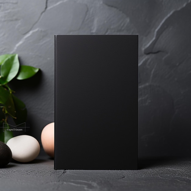 Photo a black box with a plant in the corner next to a plant and eggs