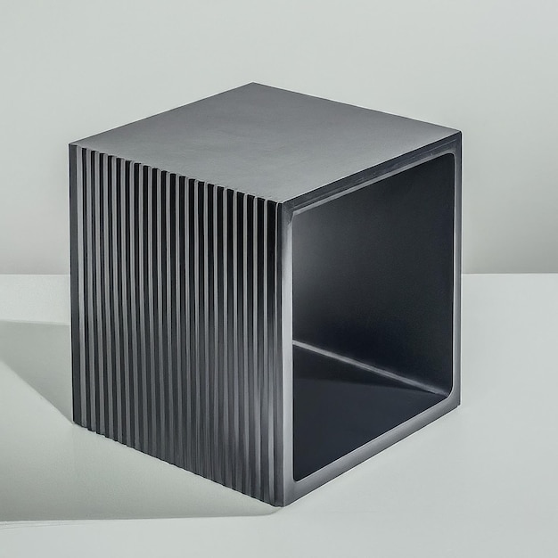 Photo a black box with a square opening is shown on a white background