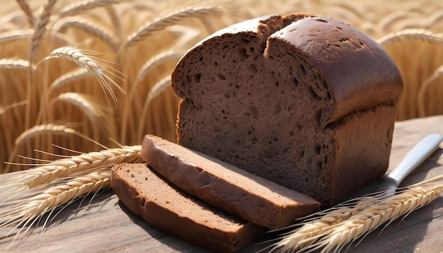 Black bread closeup slice