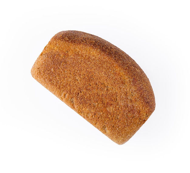 Black bread in the form of a brick on white background