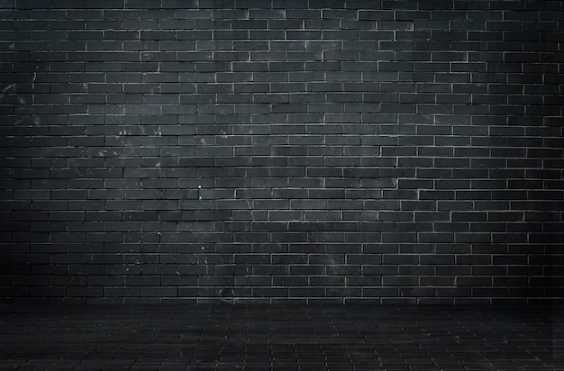 Black brick wall background Dark brickwork Copy space