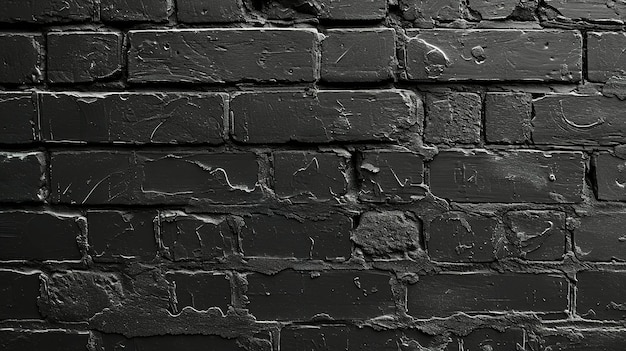 Photo black brick wall dark background texture of a black painted background