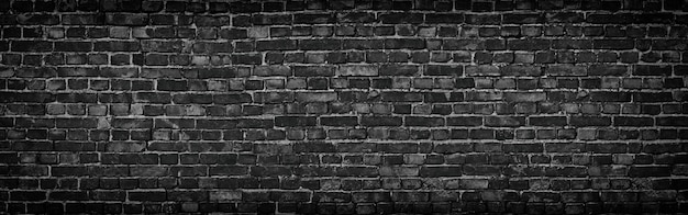 Black brick wall of panoramic view in high resolution