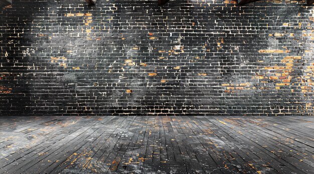 Photo black brick wall texture backgrouds