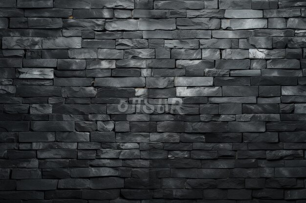 Photo a black brick wall textured background