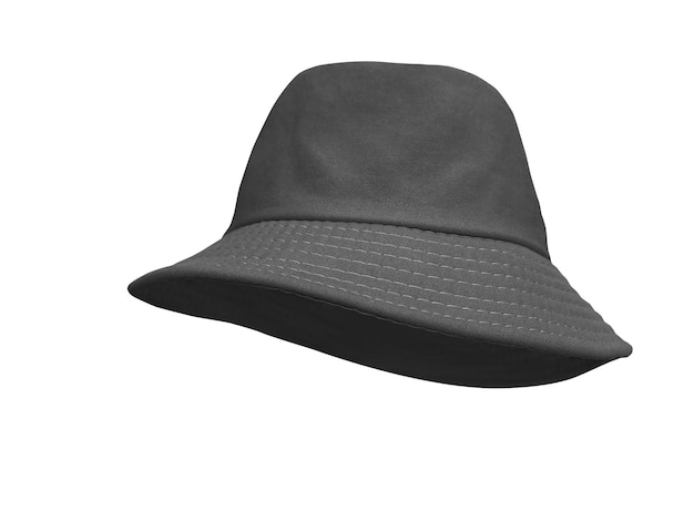 Black bucket hat isolated on white background