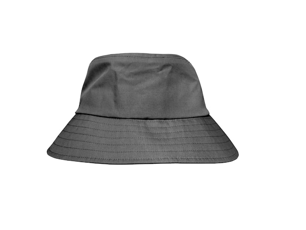 Black bucket hat isolated on white background