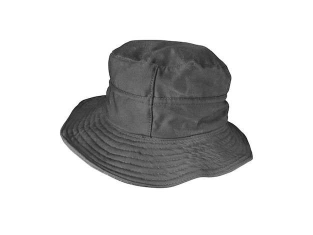 Black bucket hat isolated on white