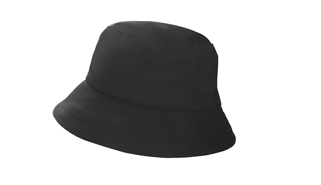 black bucket hat on a white background