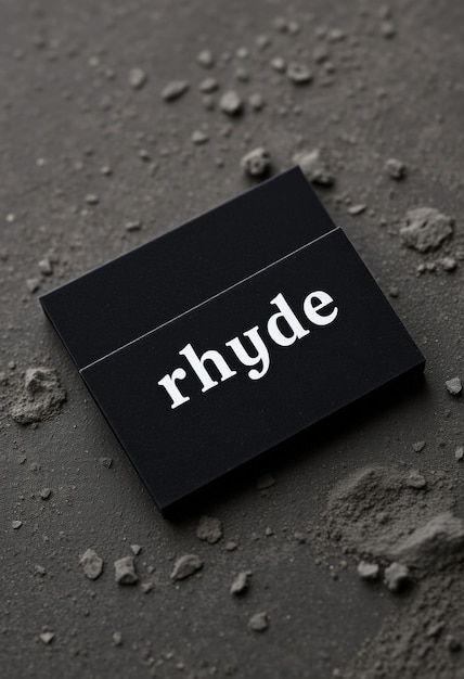 Photo a black business card with the word rhyde on it