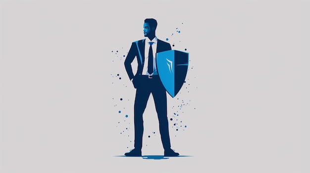 Photo black businessman standing vector illustration