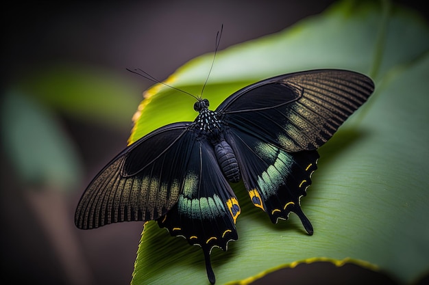 Black butterfly with hazy surroundings