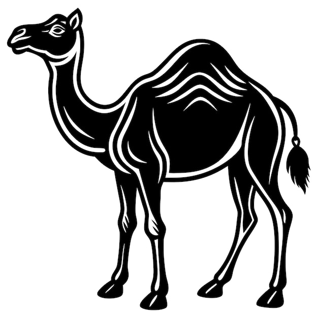 a black camel with a black outline of a camel