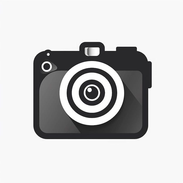 Photo a black camera with a white background and a black lens that has a circle around the center