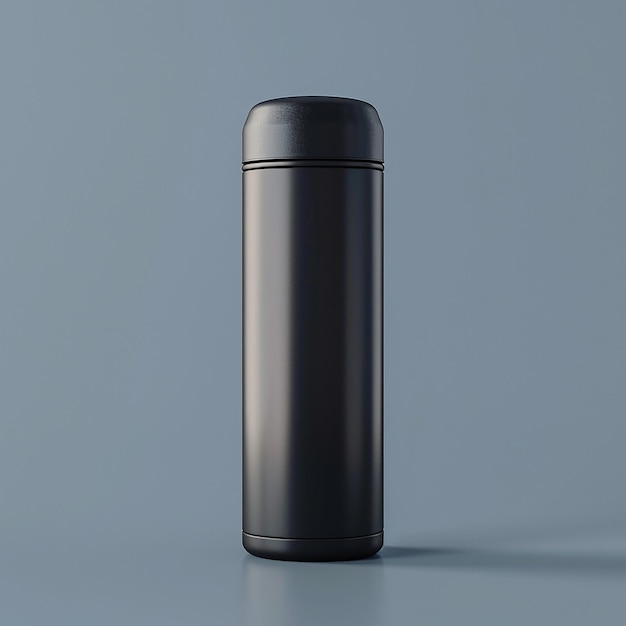 a black can of spray can is on a gray background