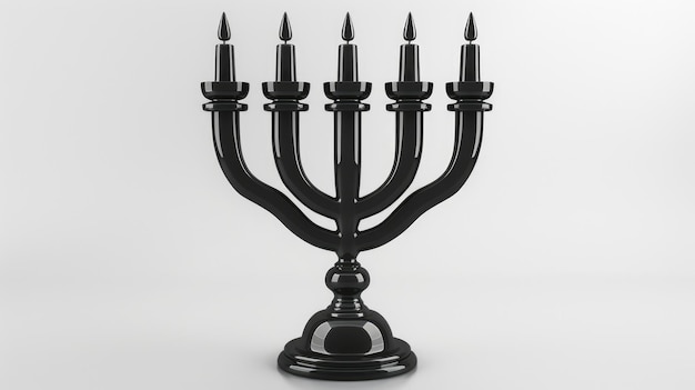 Black candle holder with five candles on it