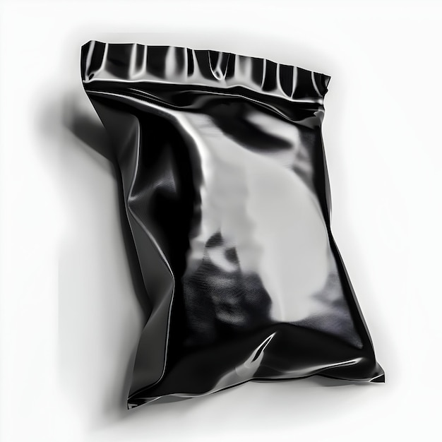 Photo black candy bag mockup isolated on white background modern and minimalistic packaging design