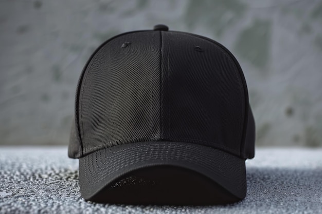 a black cap with a black band that says  the word  on it