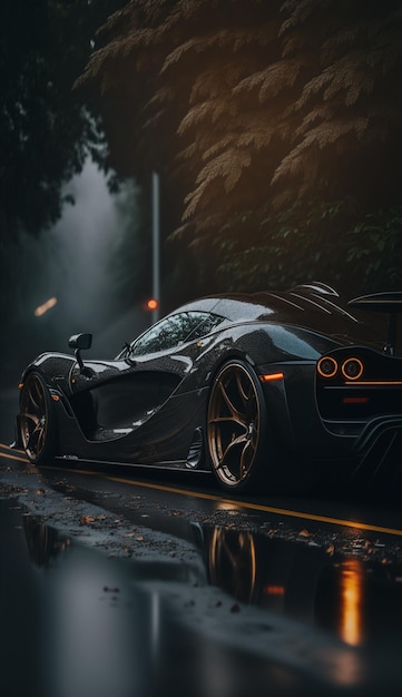 Black car on the road wallpapers