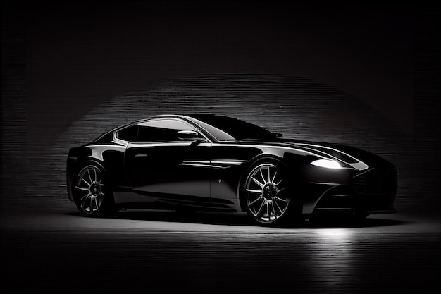 A black car with the word aston martin on the front.