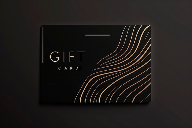 a black card with gold stripes on it