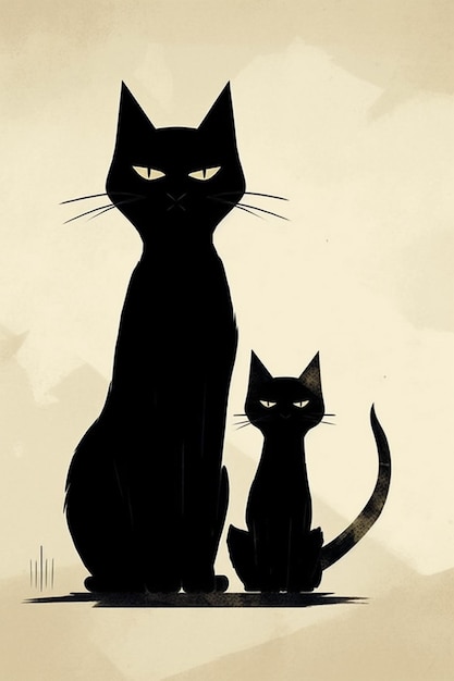 A black cat and a black cat sit next to each other.