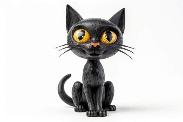 Photo black cat cartoon on transparent background