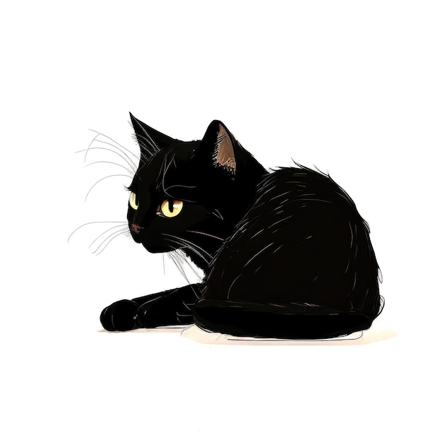 Black cat isolated on white background Illustration