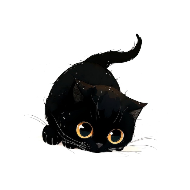 Black cat isolated on white background Illustration