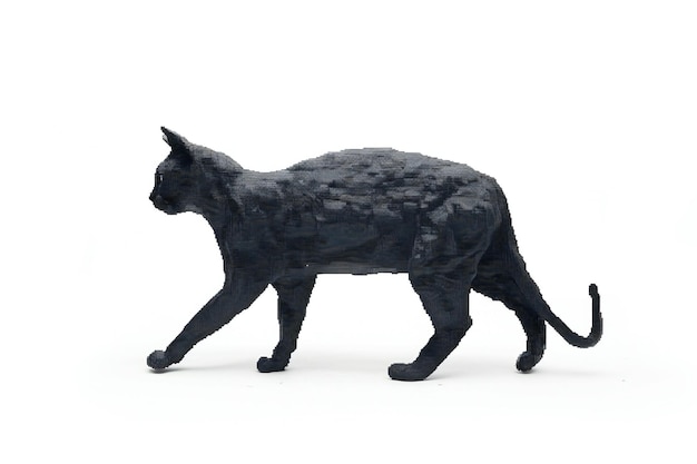 Black cat made of plasticine on a white background Isolate