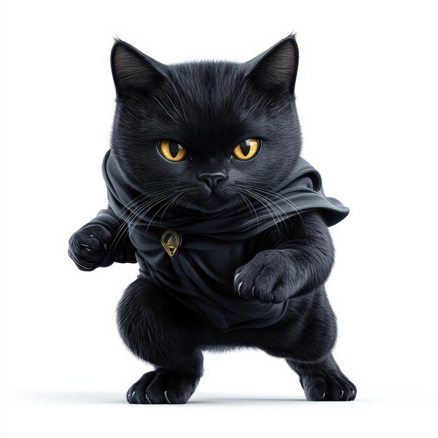 Photo black cat in a ninja costume