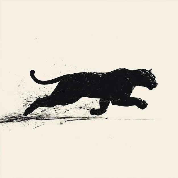 Photo a black cat running in the dust with a black silhouette