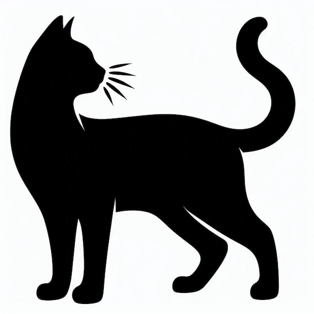 Black Cat Silhouette Vector Icon on White Background