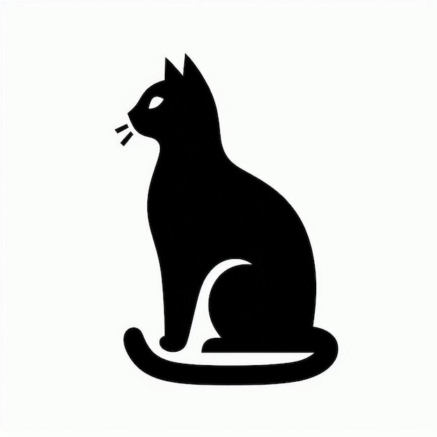 Photo black cat silhouette on white background