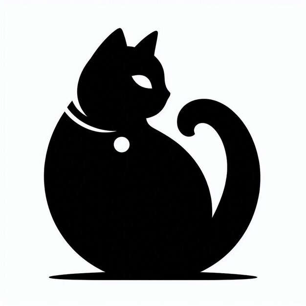 Photo black cat silhouette on white background