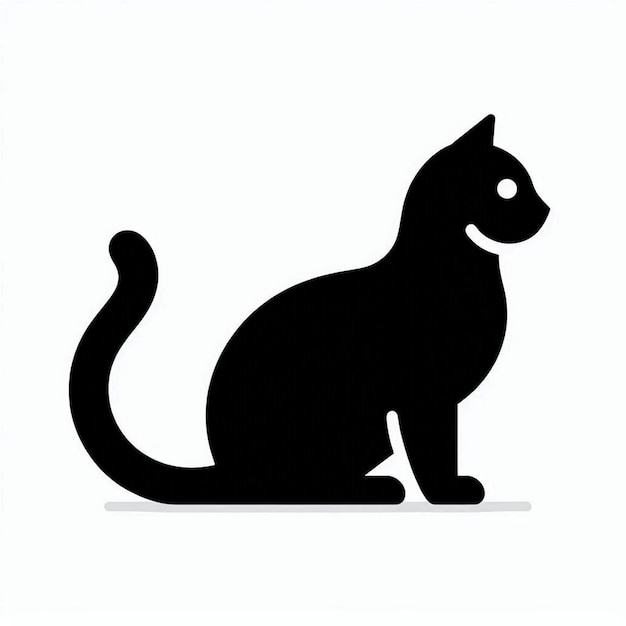 Black Cat Silhouette on White Background