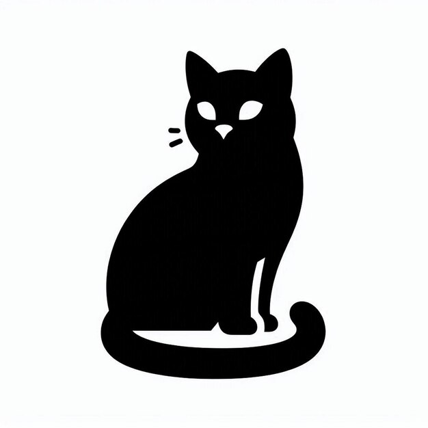 Photo black cat silhouette on white background