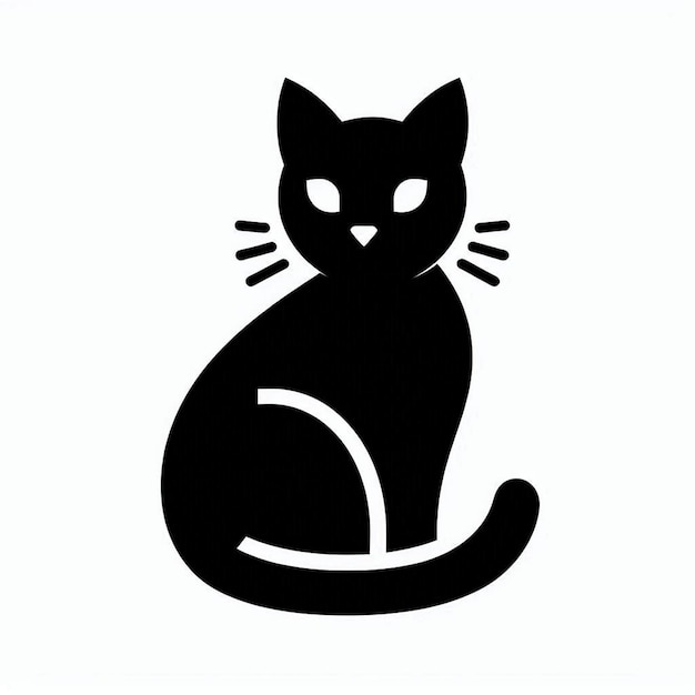 Photo black cat silhouette on white background