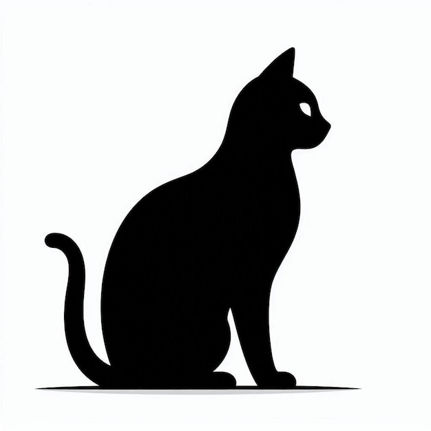 Photo black cat silhouette on white background