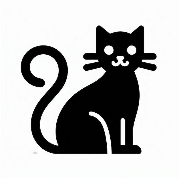 Black Cat Silhouette on White Background