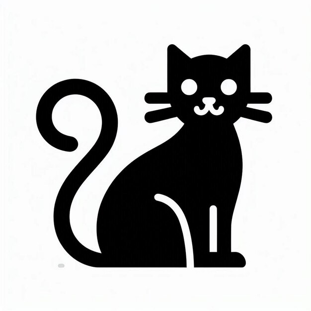 Photo black cat silhouette on white background